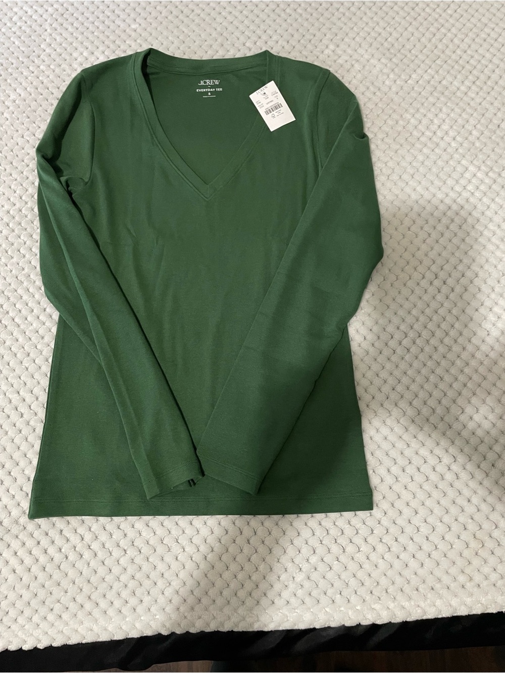 J. Crew Deep Green V-Neck Long Sleeve Top